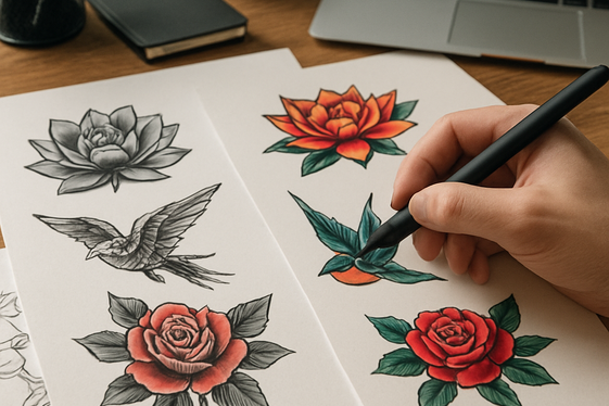 Coloring Designs for Tattoo Artists illustration