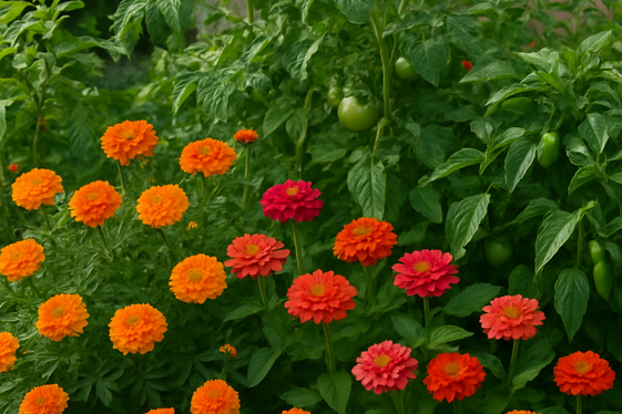 Mix Flowers and Vegetables for Pollination Benefits illustration