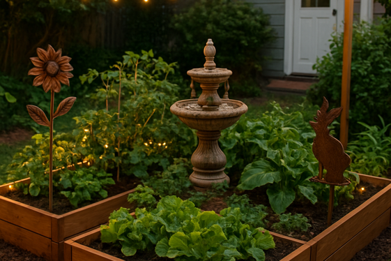 Combine Vegetable Gardens with Decorative Elements illustration