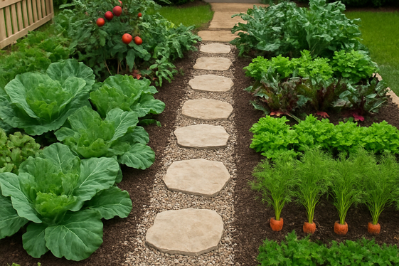 Create a Pathway-Integrated Garden Layout illustration