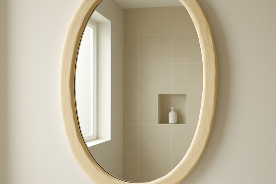 Sleek Oval Mirrors with Clay Frames illustration