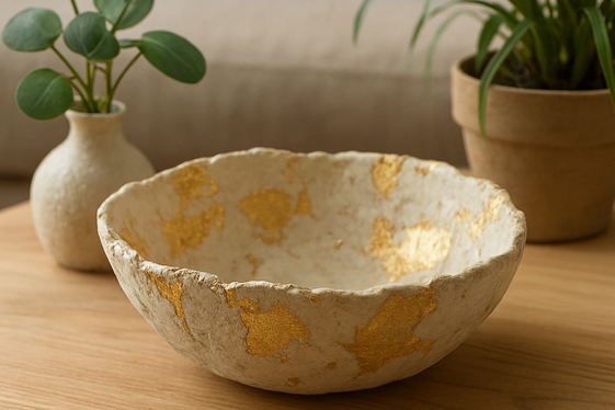 Decorative Clay Bowls with Metallic Accents illustration