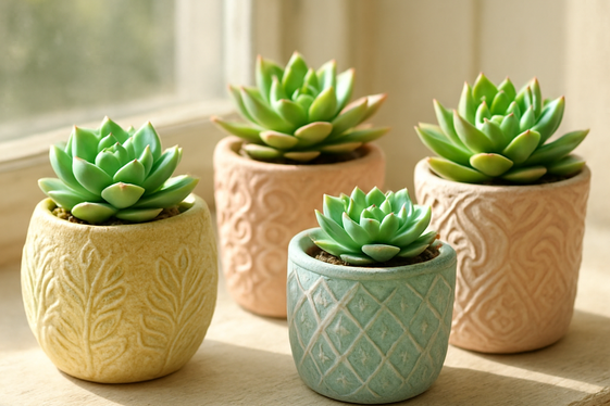 Delicate Textured Planters for Succulents illustration