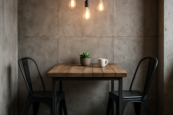 Modern Industrial Nooks with Metal and Wood Accents illustration