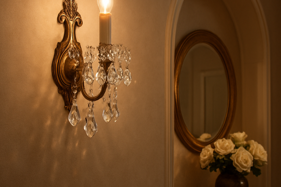 Vintage Glamour: Crystal-Embellished Wall Sconces illustration