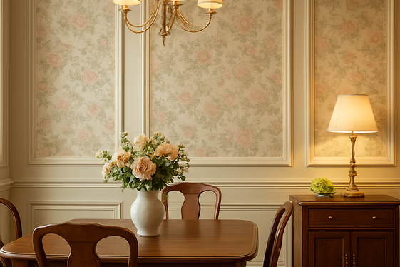 Wainscoting with Wallpaper Inserts for Fun Patterns illustration