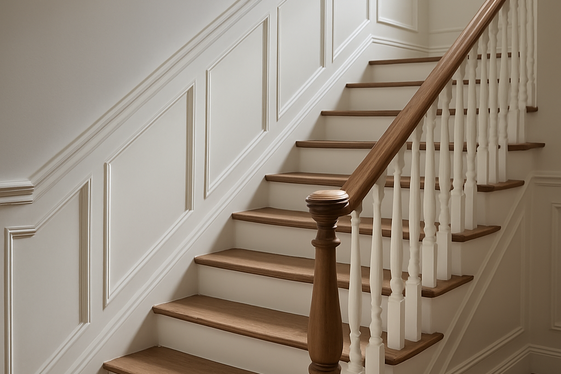 Wainscoting on Staircase Walls for Cohesive Design illustration