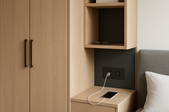 Built-In Wardrobes with Charging Stations for Tech illustration
