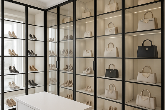 Custom Walk-In Closets with Glass Accents illustration