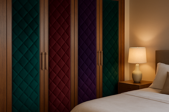Luxury Wardrobes with Velvet Upholstery Panels illustration