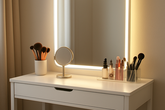 Choose a Vanity Table with Built-In LED Lighting illustration