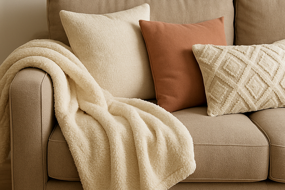 Incorporate Plush Throw Blankets and Pillows illustration