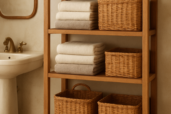 Open Shelving with Vintage Baskets illustration