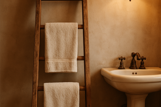 Rustic Wooden Ladder Towels Racks illustration