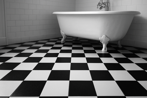 Black and White Checkered Floor Tiles illustration