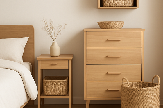 Include Functional Storage with Natural Materials illustration