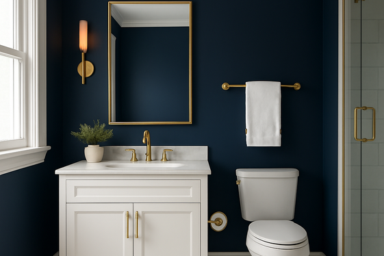 Navy Blue Walls for a Dramatic Bathroom Makeover illustration