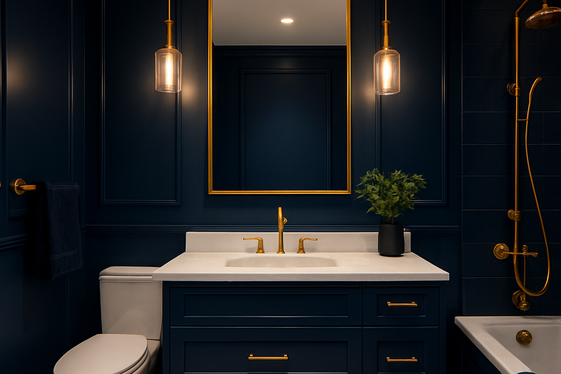 Navy Blue and Gold Fixtures for a Luxurious Feel illustration