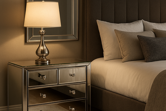 Use Mirrored Nightstands to Reflect and Expand Light illustration