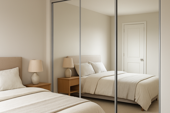 Integrate Mirrored Closet Panels for Seamless Design illustration