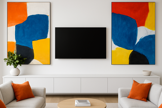 Use Large-Scale Wall Art to Compliment the TV illustration