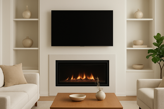 Install a Built-In Fireplace Below Your TV illustration