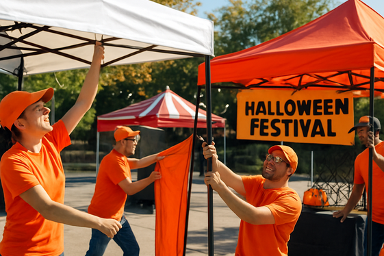 Event Setup Crew for Halloween Festivals illustration
