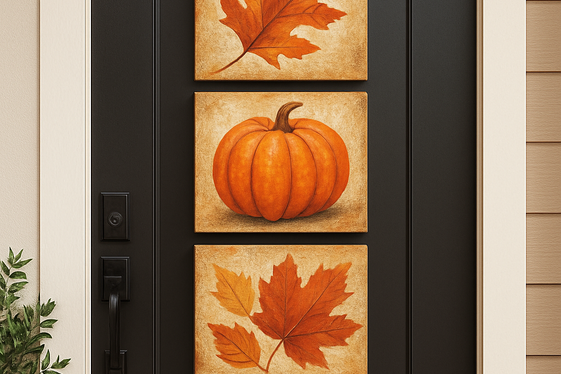 Layered Canvas Prints with Autumn Scenes illustration
