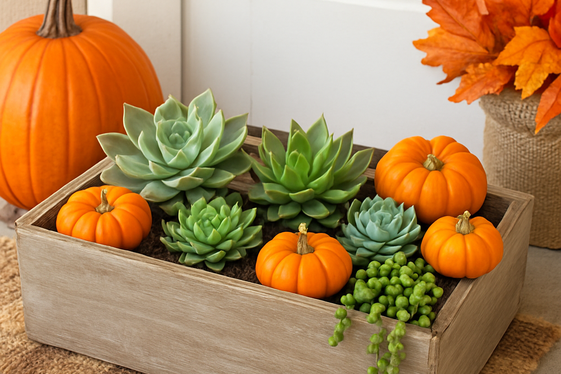 Succulent and Pumpkin Planters Combo illustration