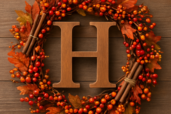 Monogrammed Fall Wreaths illustration