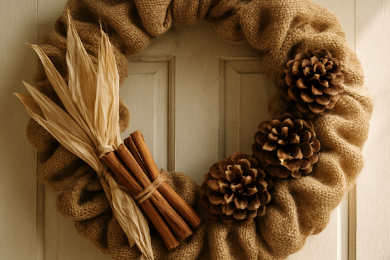 Classic Burlap Wreath with Harvest Accents illustration