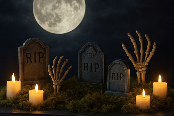 Moonlit Graveyard Mantel illustration