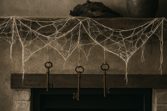 Spiderweb Garland and Rusty Keys illustration