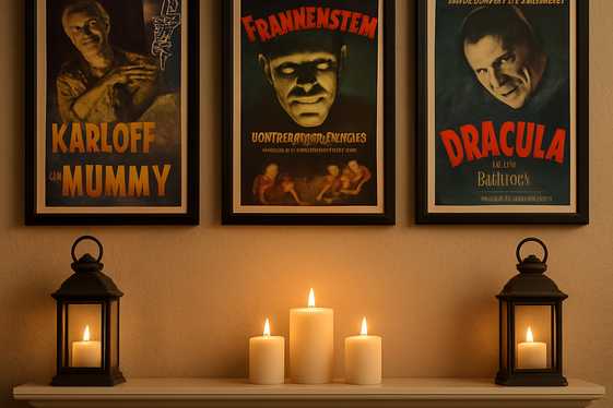 Vintage Horror Posters Display illustration