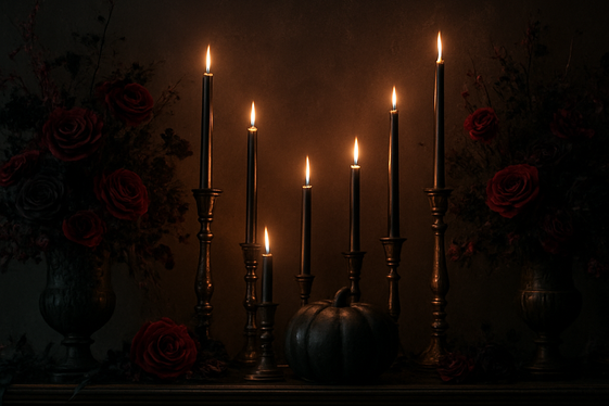 Gothic Candles and Dark Florals illustration