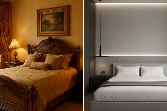 Comparison of Traditional vs Modern Luxury Bedroom Themes illustration