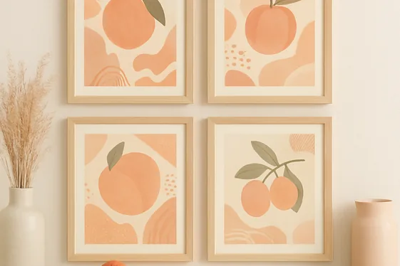 Creative Peach Artwork for Kitchen Walls illustration