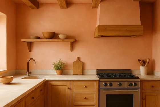 Mixing Peach with Natural Wood Elements illustration