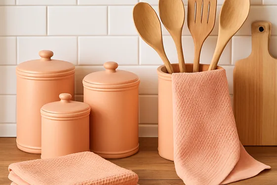 Decorative Peach Kitchen Accessories illustration