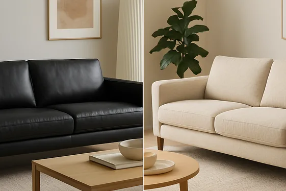 Table Comparison: Leather vs. Fabric Sofas illustration