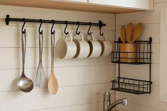Under-Cabinet Hooks and Racks for Utensils illustration