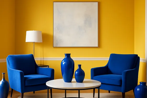 Incorporating Bold Royal Blue Accents with Sunny Yellow Walls illustration