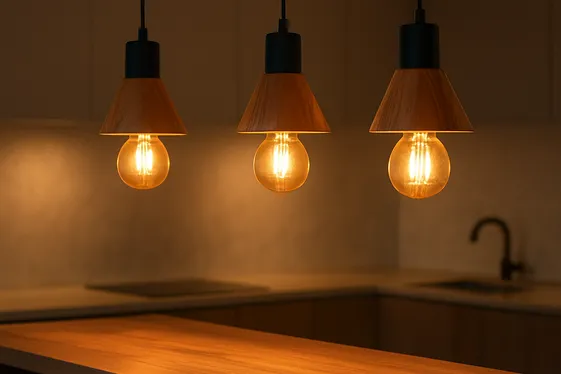 Soft Wooden Accents in Kitchen Lighting illustration