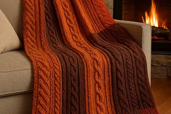Knitted or Crocheted Fall-Themed Throw Blankets illustration