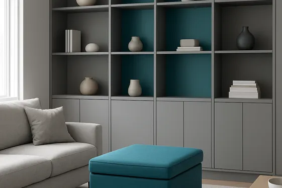 Creative Storage Ideas in Teal and Grey Hues illustration