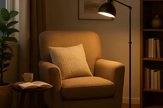 Create a Cozy Reading Nook with a Comfy Chair and Lamp illustration
