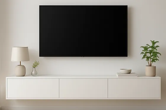 Incorporate Minimalist Floating Cabinets Below the TV illustration
