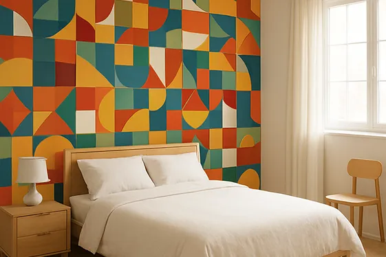 Incorporate Patterned Wallpaper with Bright Hues illustration