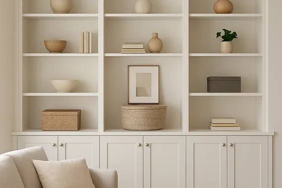 Built-In Cabinets with Open Shelving for Balanced Storage illustration
