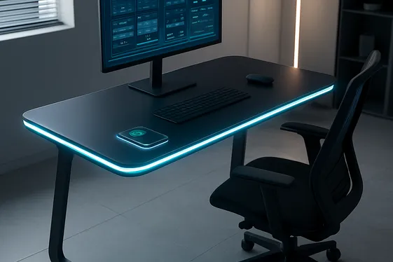 High-Tech Smart Office Tables for the Future illustration